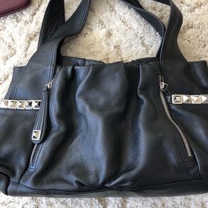 Black leather shoulder bag
